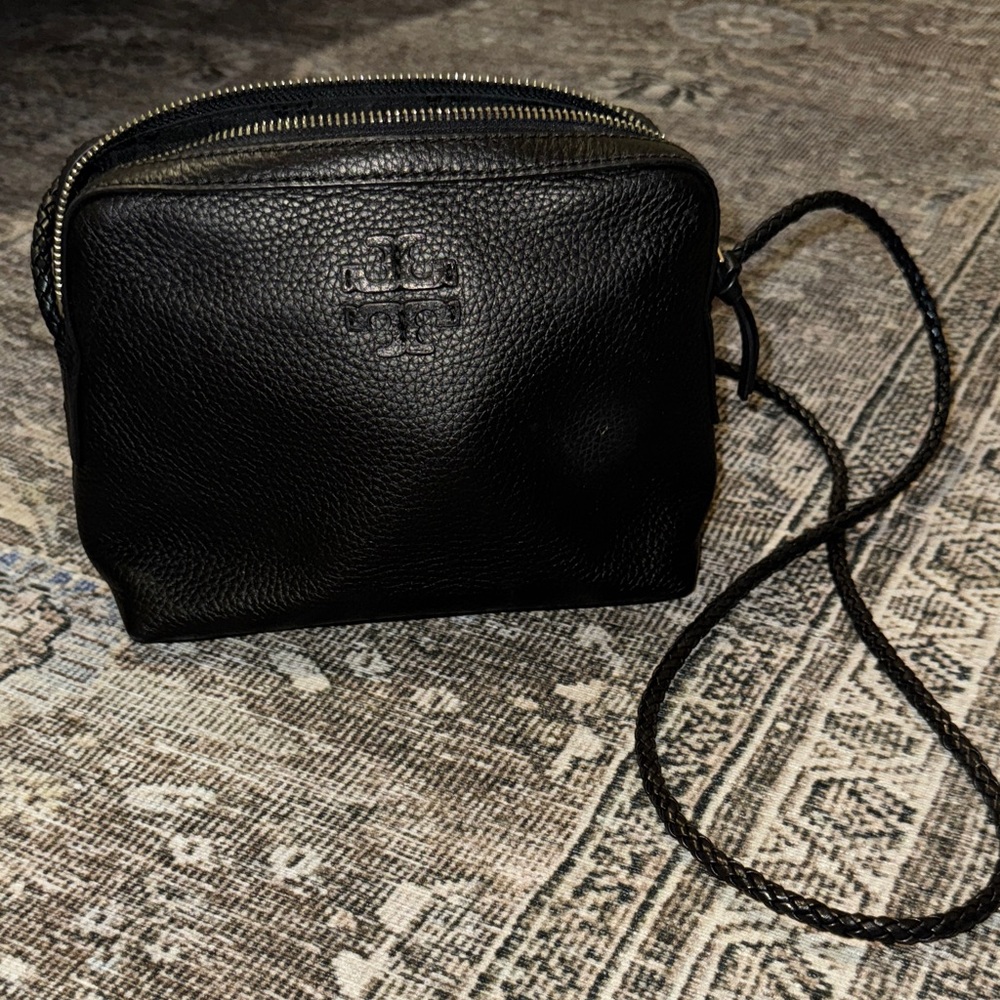 Tory Burch Black Pebbled Leather Crossbody Bag